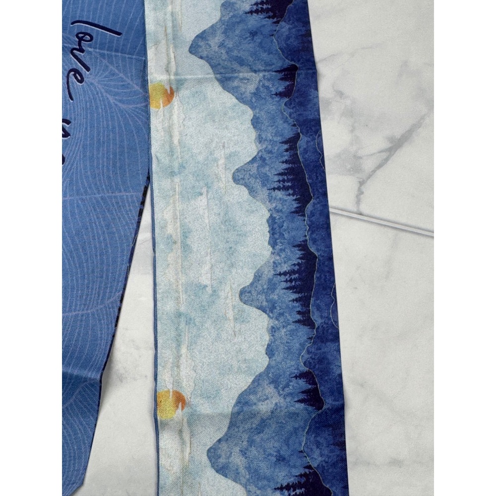 Blue Mountain Landscape Love Yourself Skinny Scarf Bag Accessory Headband 32in - Picture 3 of 6